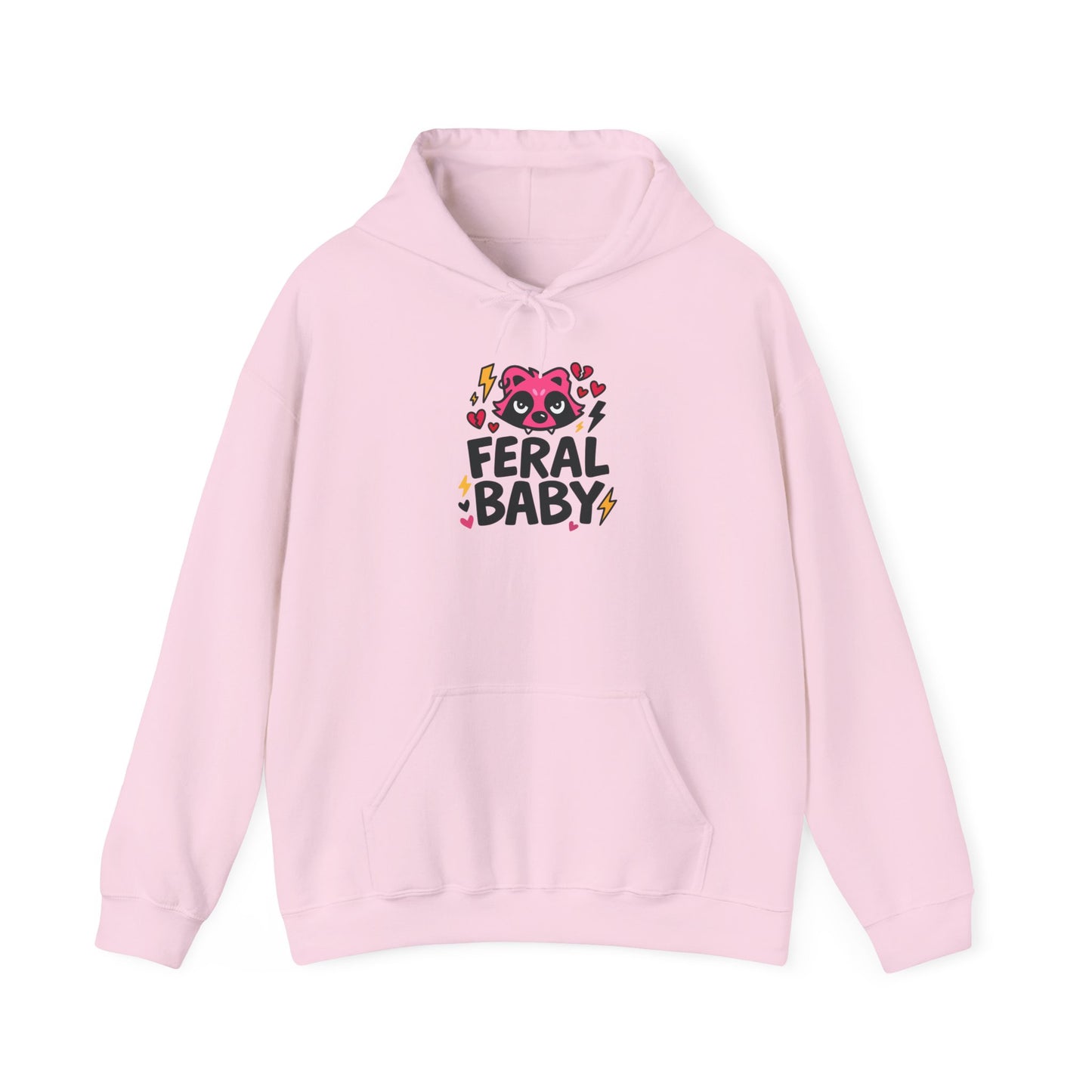 Punk Hoodie - Feral Baby Cute Pink Raccoon