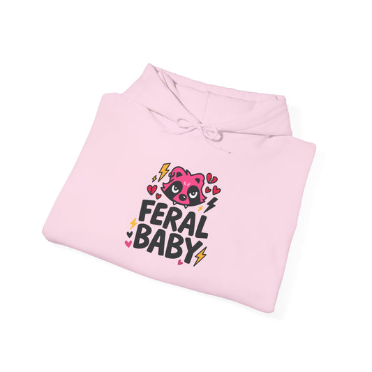 Punk Hoodie - Feral Baby Cute Pink Raccoon