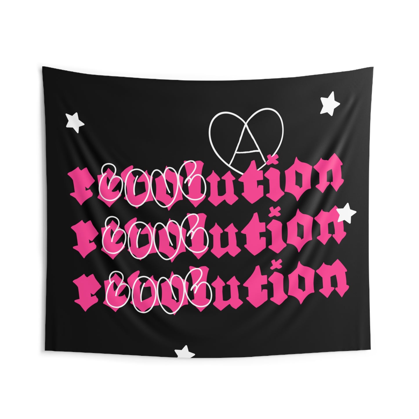 Revolution (Love) Heart Wall Tapestry — Punk Goth Pink Typography Decor